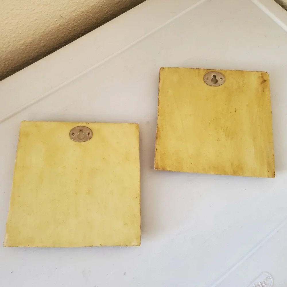 Vintage CB Beehive and Potted Plants Resin Wall Plaques Set of 2 Garden Art